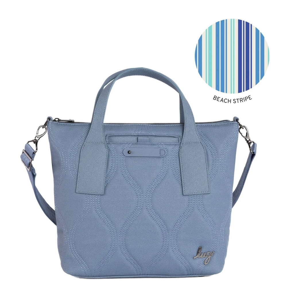 Lug Light Blue Tote with Beach Stripe Accent